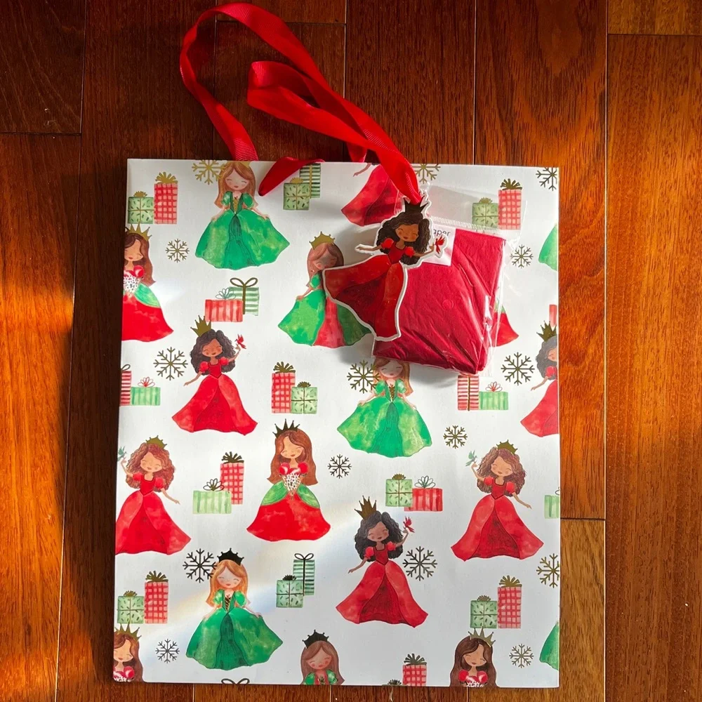 Real Simple Holiday Princess Holiday Christmas Bag With Tissue Paper